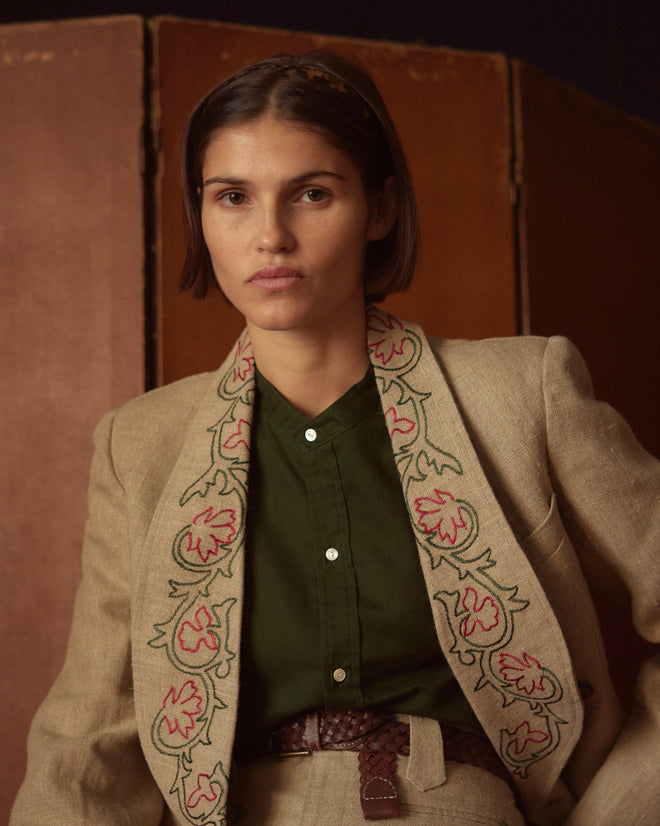 Embroidered Trumpetflower Suit Jacket WOMENS SUIT JACKETS BODE New York