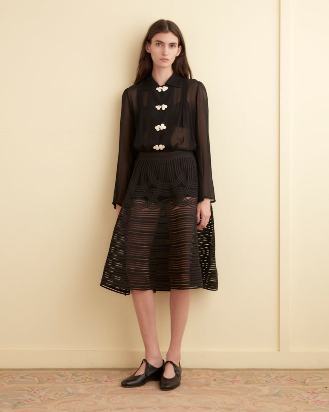 Sheer Trellis Skirt - Black SKIRT BODE New York