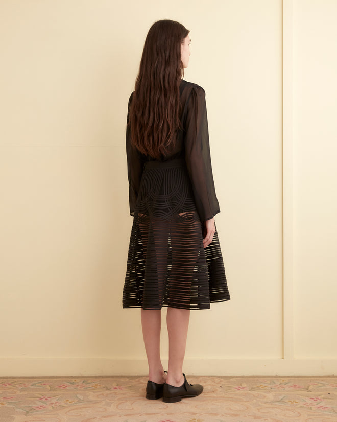 Sheer Trellis Skirt - Black SKIRT BODE New York