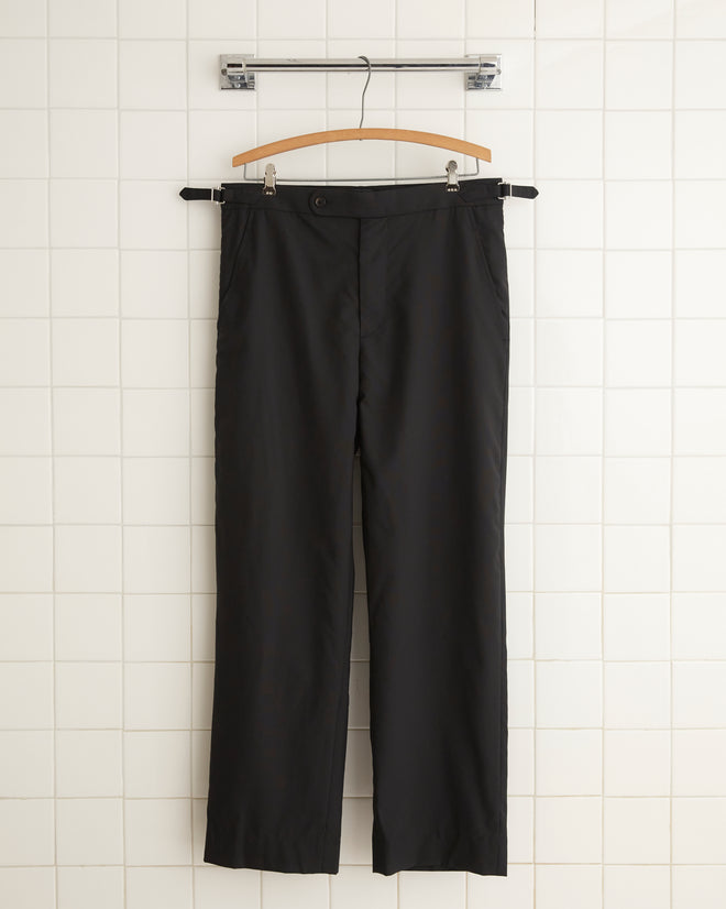 Tropical Wool Side-Buckle Trousers - Black PANTS BODE New York