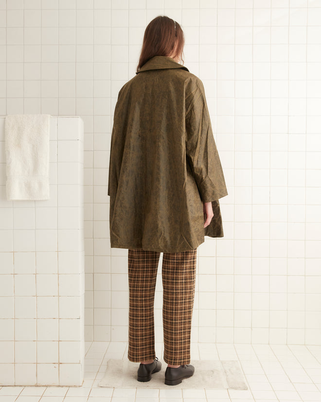 Waxed Swing Peacoat - Brown WOMENS OUTERWEAR BODE New York