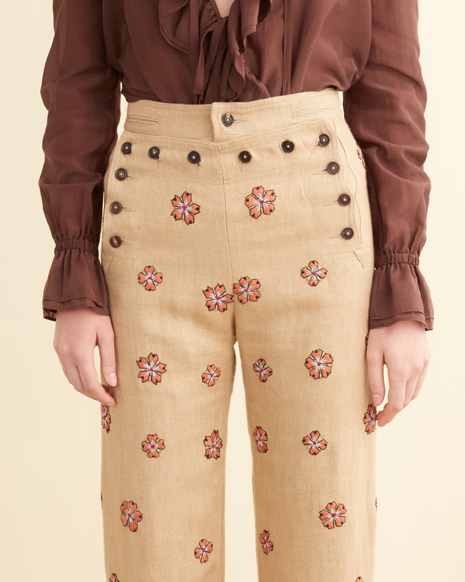 Embroidered Waxflower Trousers WOMENS TROUSERS BODE New York