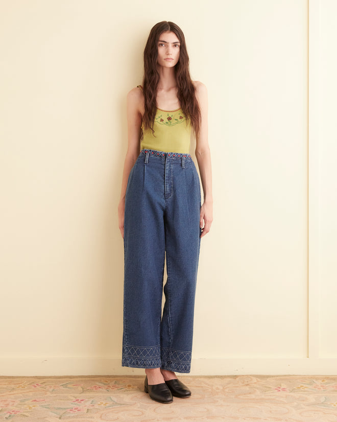 Beaded Dahlia Tank WOMENS CUT AND SEW BODE New York