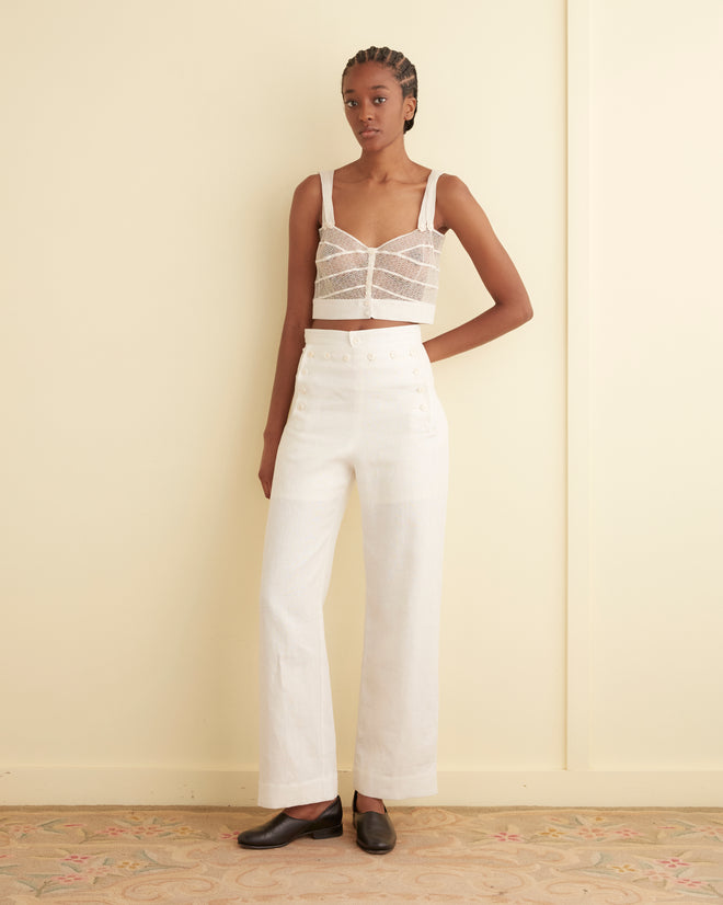Duet Lace Tank - White UNDERPINNINGS BODE New York