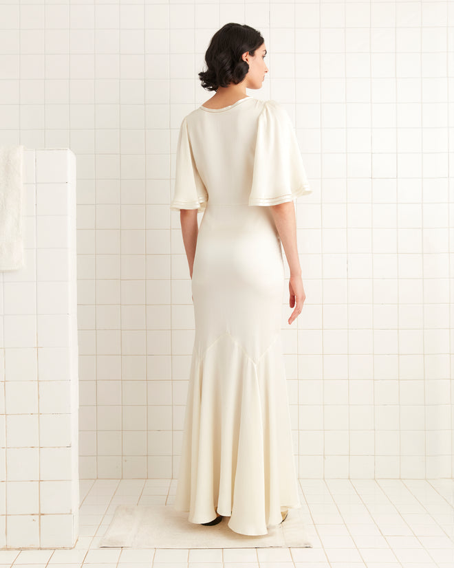 Satin Claret Gown - White GOWNS BODE New York