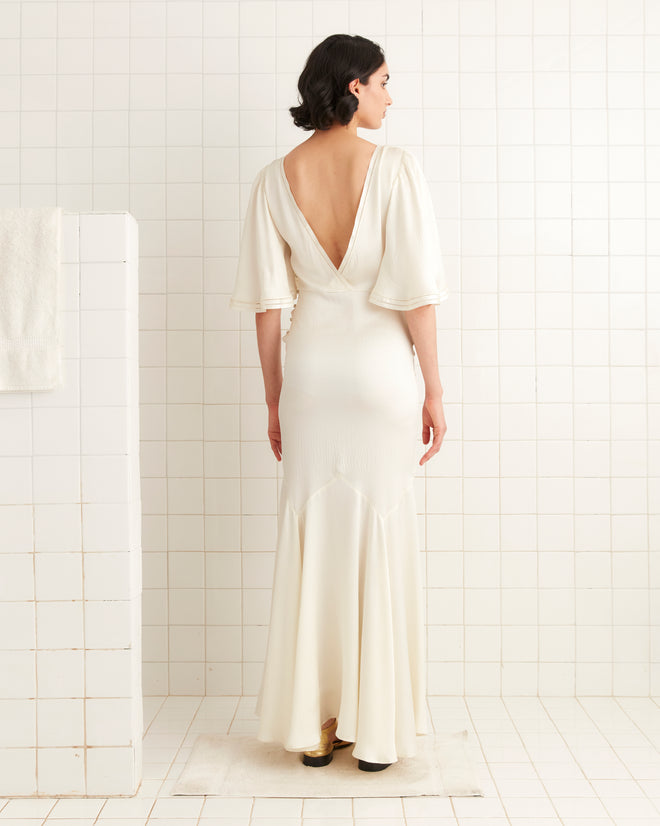 Satin Claret Gown - White GOWNS BODE New York
