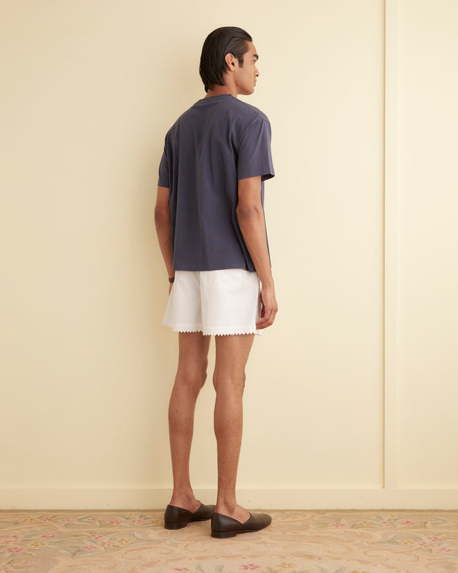 Zig-Zag Hem Shorts - White SHORTS BODE New York