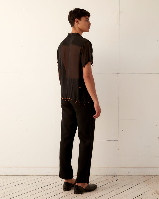 Bugle Bead Trim Short Sleeve Shirt SHIRT BODE New York