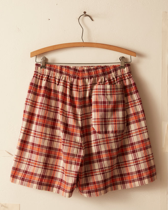 Beaded Floral Madras Shorts - Red SHORTS BODE New York