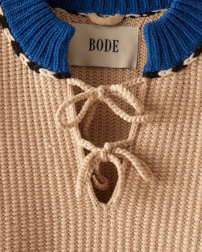 Cape Cod Cross Stitch Pullover - Tan KNITWEAR BODE New York