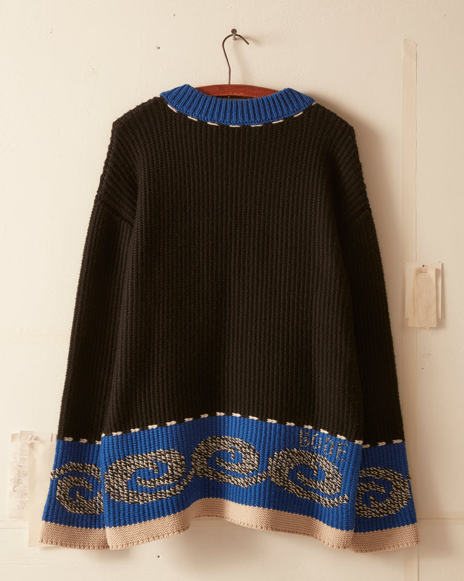 Cape Cod Cross Stitch Pullover - Black KNITWEAR BODE New York