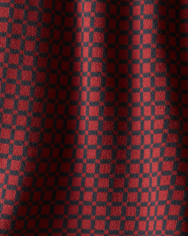 Checker Jacquard Rugby Short - Navy and Maroon SHORTS BODE New York
