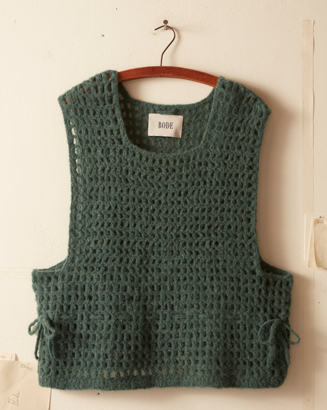 Crochet Vest - Green KNITWEAR BODE New York