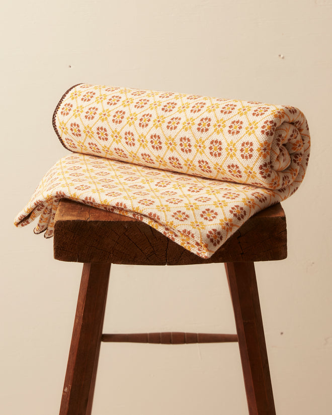 Floral Jacquard Throw - Marigold HOME BODE New York