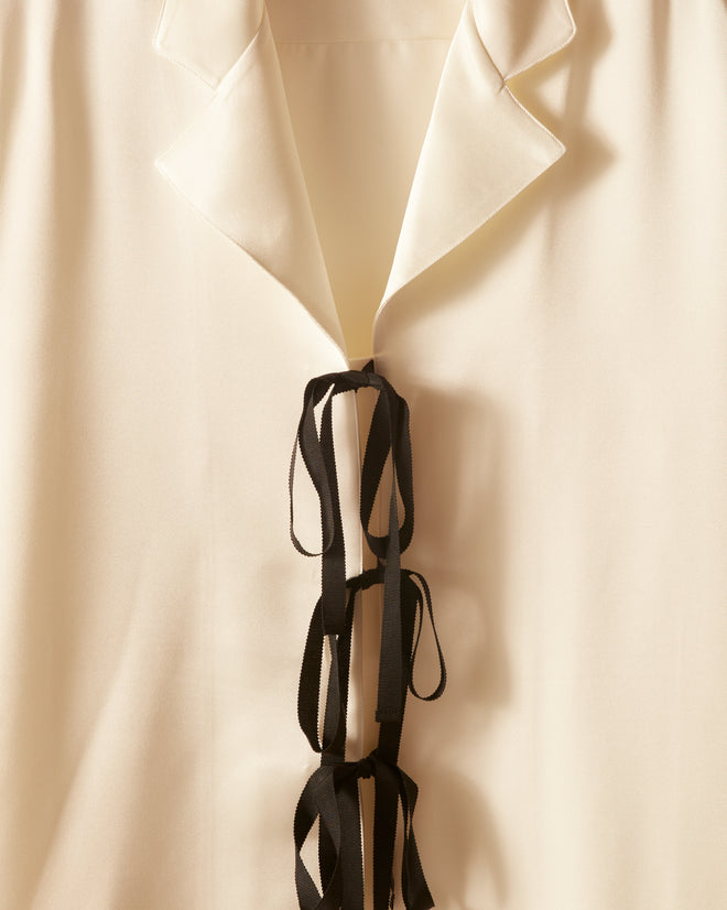 Micro Tie Tunic - Cream SHIRT BODE New York
