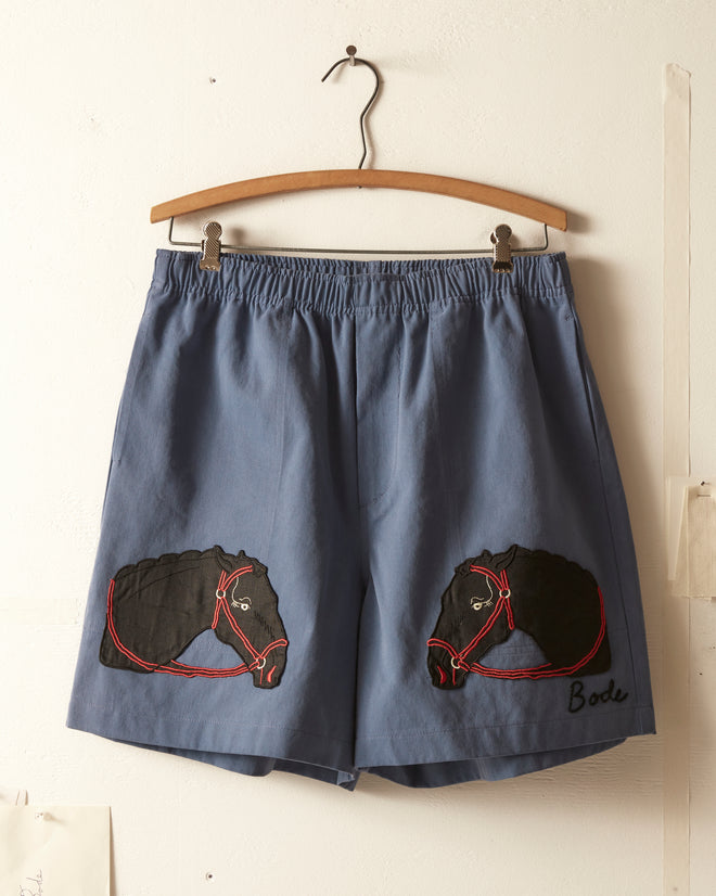 Pony Appliqué Shorts - Storm SHORTS BODE New York