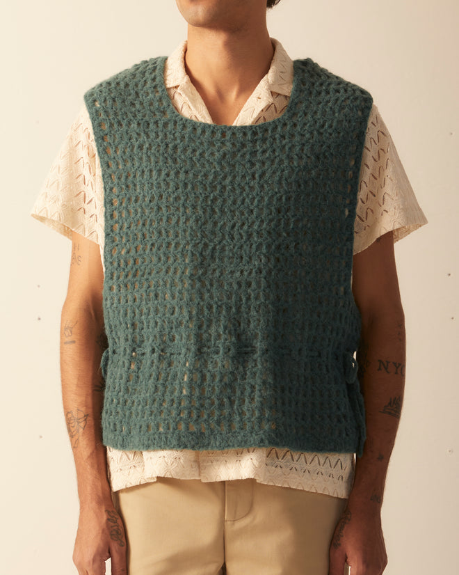 Crochet Vest - Green KNITWEAR BODE New York
