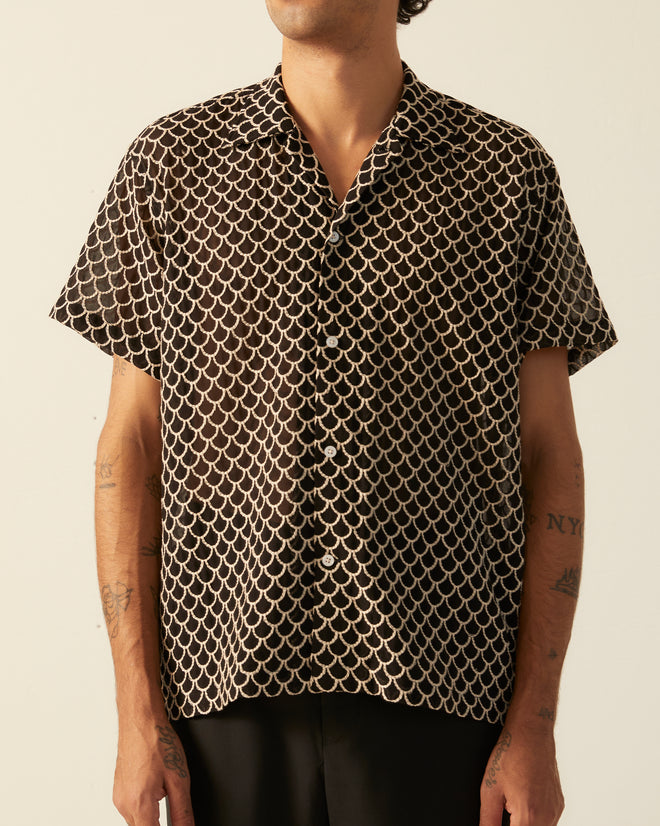 Embroidered Sheer Siren Short Sleeve Shirt SHIRT BODE New York