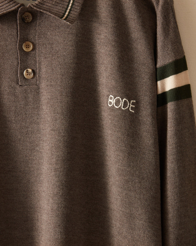 Duotone Stripe Cycling Polo - Grey KNITWEAR BODE New York