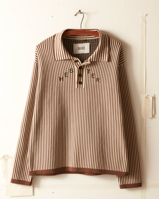 Hester Street Polo - Brown/Cream KNITWEAR BODE New York
