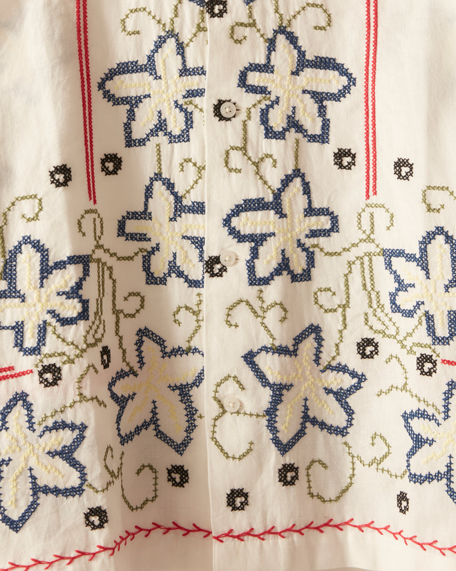 Cornflower Cross Stitch Short Sleeve Shirt SHIRT BODE New York