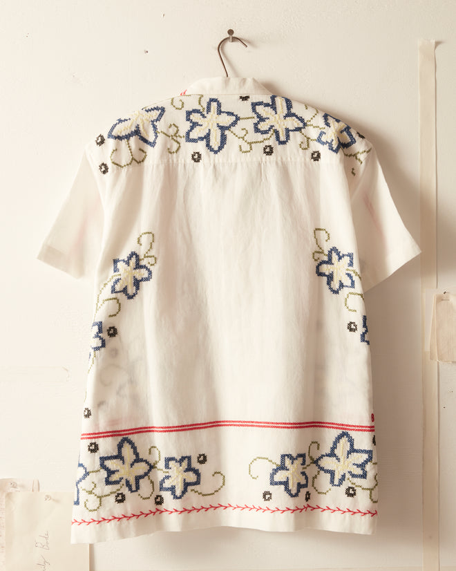 Cornflower Cross Stitch Short Sleeve Shirt SHIRT BODE New York