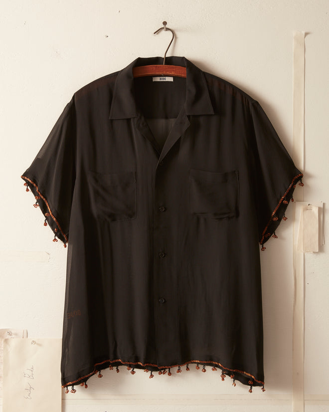Bugle Bead Trim Short Sleeve Shirt SHIRT BODE New York