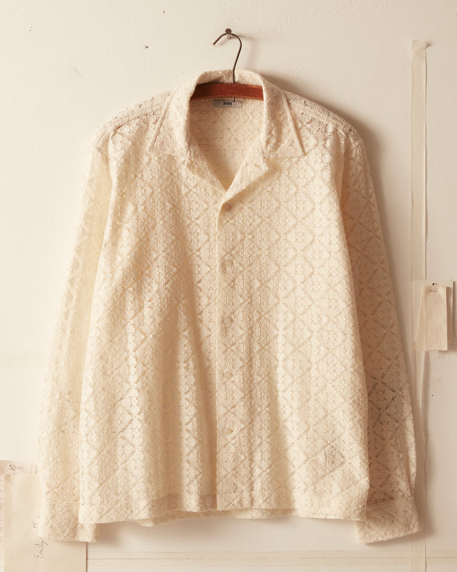 Tile Lace Long Sleeve Shirt - Ecru SHIRT BODE New York