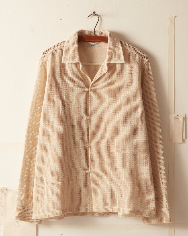 Open Weave Long Sleeve Shirt - Ecru SHIRT BODE New York