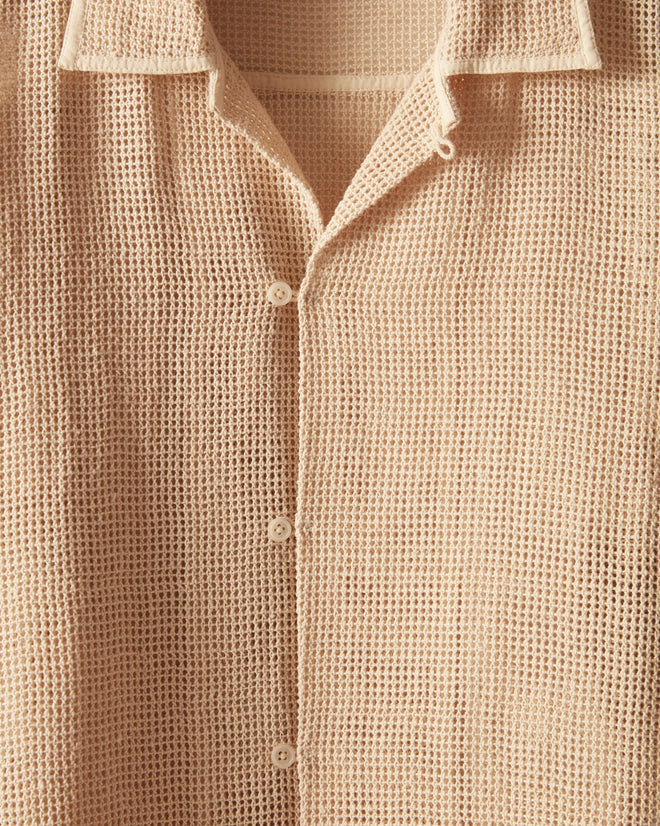 Open Weave Long Sleeve Shirt - Ecru SHIRT BODE New York