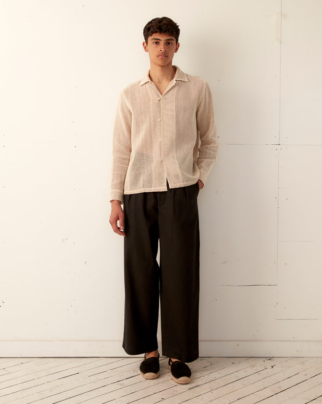 Open Weave Long Sleeve Shirt - Ecru SHIRT BODE New York