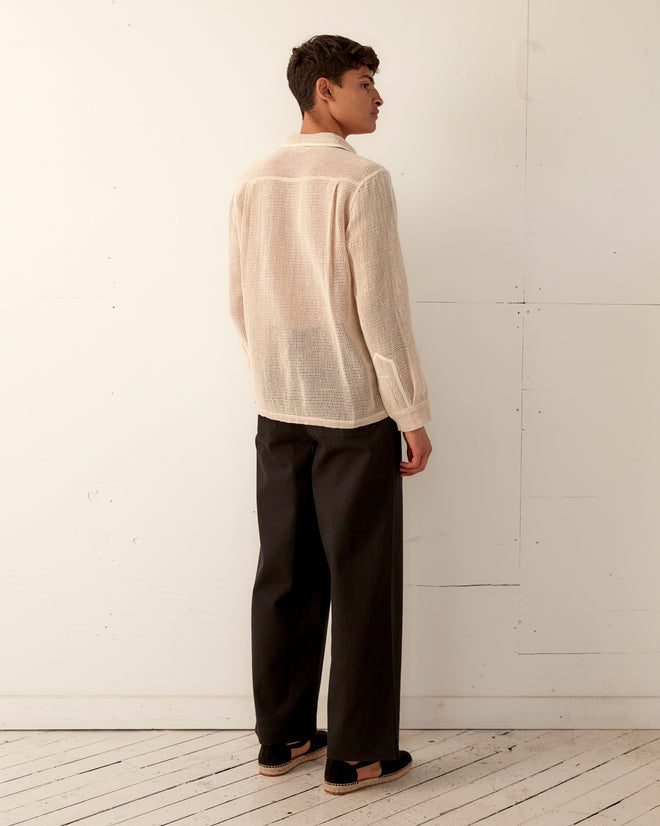 Open Weave Long Sleeve Shirt - Ecru SHIRT BODE New York