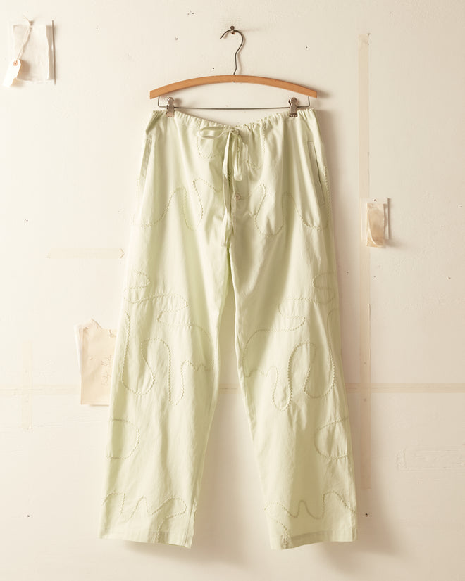 Rickrack Pajama Pants - Green TROUSERS BODE New York