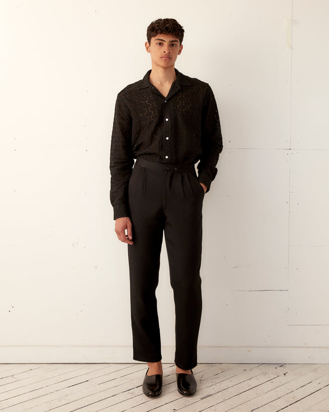 Tile Lace Long Sleeve Shirt - Black SHIRT BODE New York