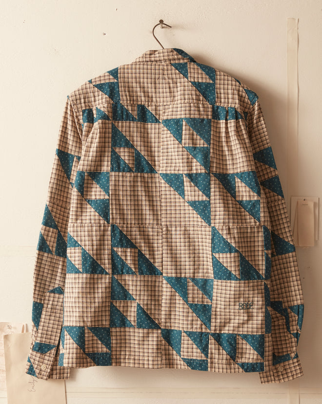 Wandering Lover Quilt Long Sleeve Shirt - Blue SHIRTS BODE New York
