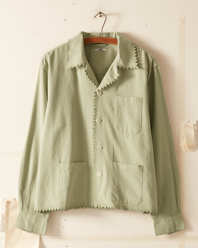 Zig-Zag Hem Long Sleeve Shirt - Mint SHIRT BODE New York