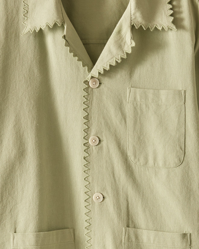 Zig-Zag Hem Long Sleeve Shirt - Mint SHIRT BODE New York