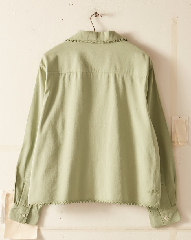 Zig-Zag Hem Long Sleeve Shirt - Mint SHIRT BODE New York
