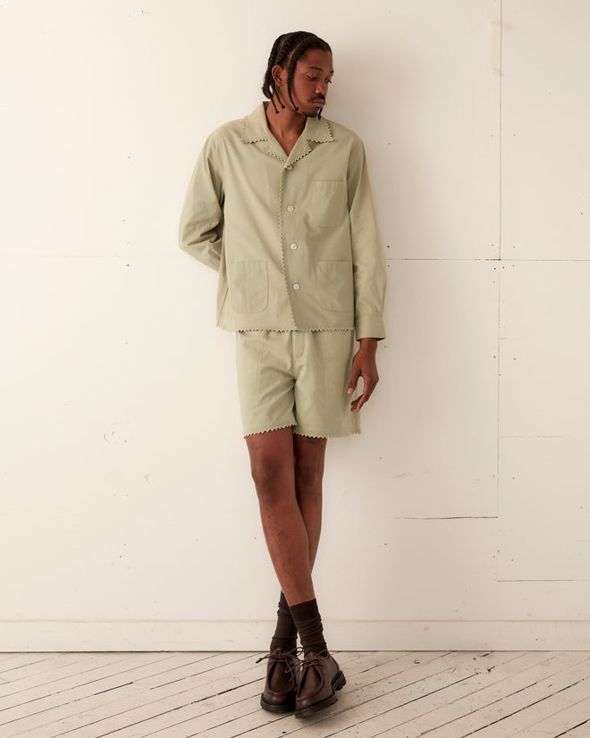 Zig-Zag Hem Long Sleeve Shirt - Mint SHIRT BODE New York