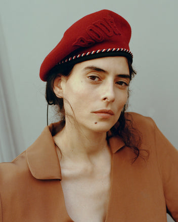Script Beret - Bordeaux with Red/Blue Piping