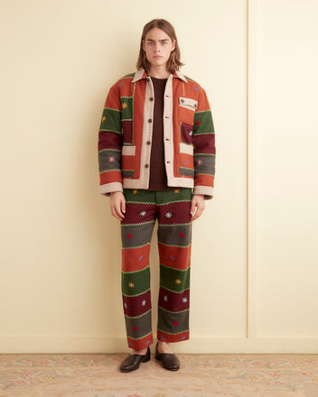 Embroidered Autumn Quilt Trousers