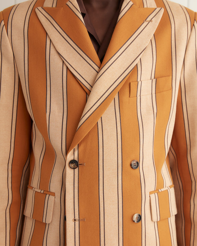 Awning Stripe Double-Breasted Suit Jacket MENS SUIT JACKETS BODE New York