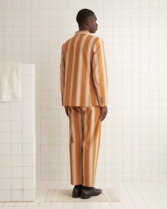 Awning Stripe Double-Breasted Suit Jacket MENS SUIT JACKETS BODE New York