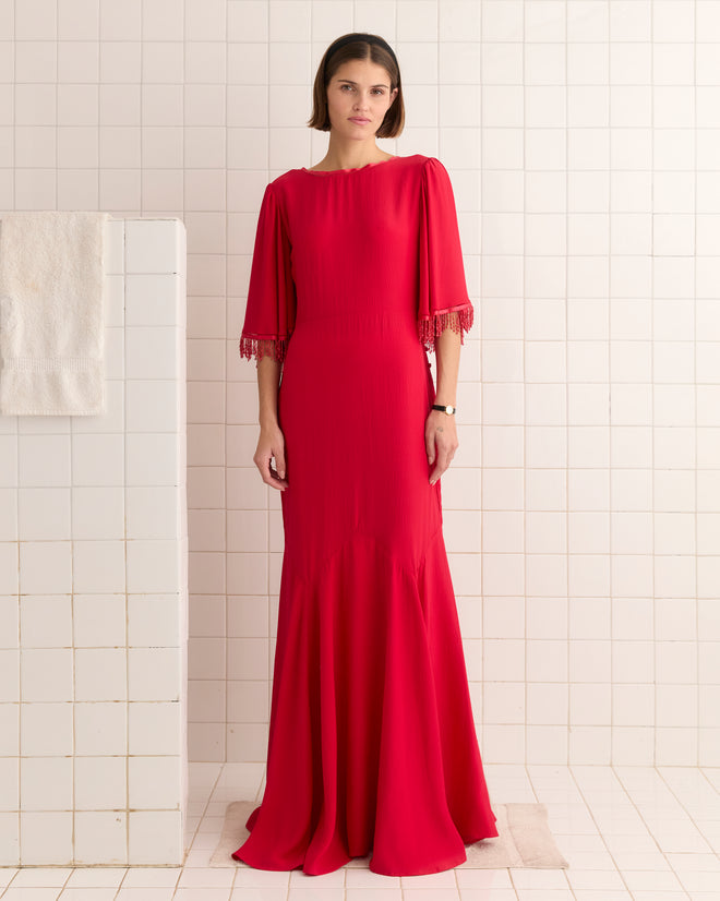 Beaded Claret Gown - Red GOWNS BODE New York