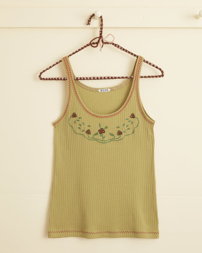 Beaded Dahlia Tank WOMENS CUT AND SEW BODE New York