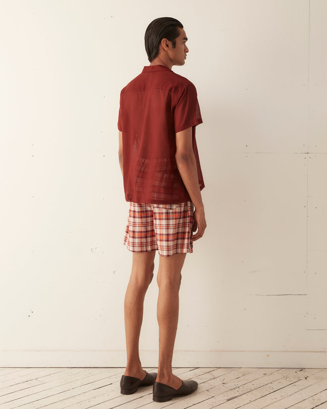 Beaded Floral Madras Shorts - Red SHORTS BODE New York