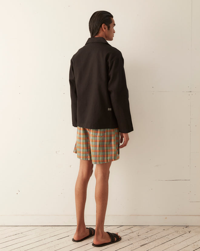 Beaded Floral Madras Shorts - Blue SHORTS BODE New York