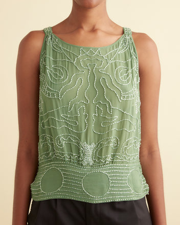 Beaded Myrtle Shirt - Green SHIRT BODE New York
