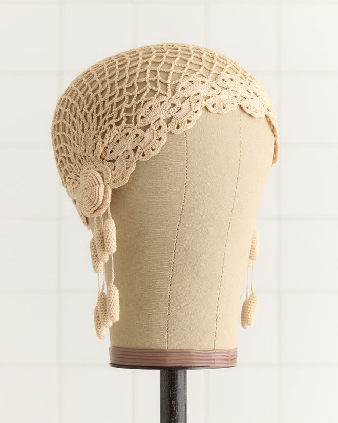 Blossom Crochet Cap - Cream KNIT ACCESSORIES BODE New York