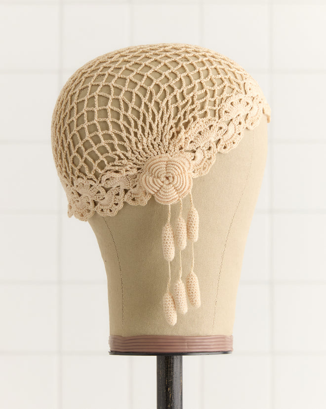 Blossom Crochet Cap - Cream KNIT ACCESSORIES BODE New York